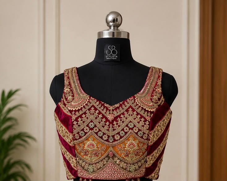Embroidered party wear blouse stitching