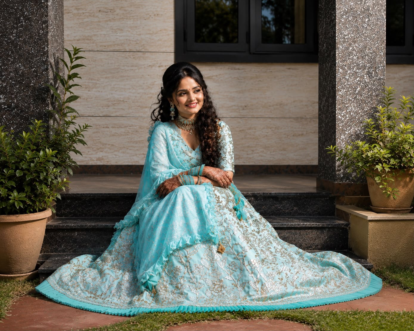 Reception outfit tailored for the bride